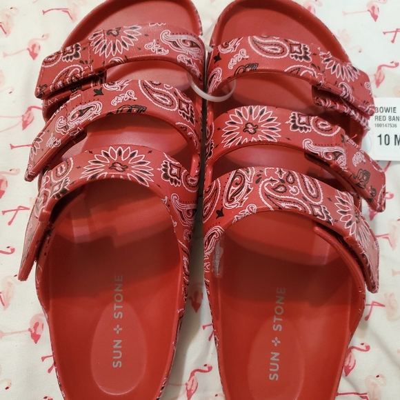 Sun ÷ Stone Bowie Red Bandana Sandles - Picture 6 of 7